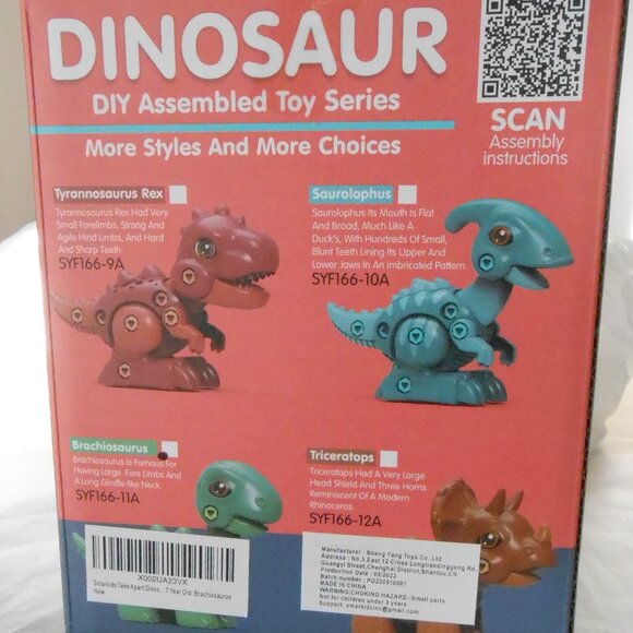 Dinosaur DIY Assembled Toy Series-4 Mini Dinosaurs-T Rex Triceratops Ages 3+ NEW - Picture 3 of 4
